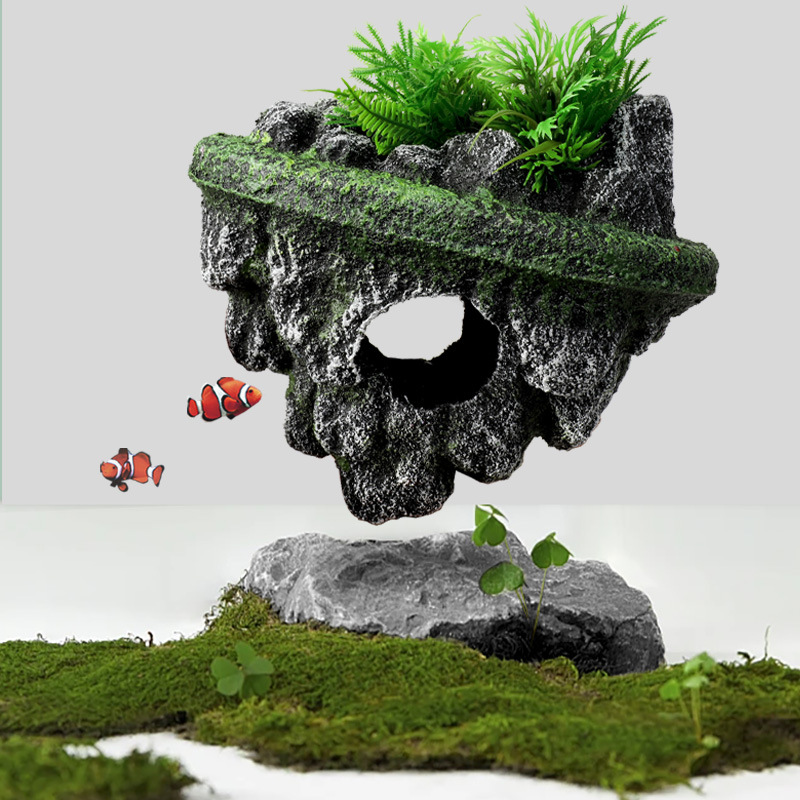 Suspended Island Fish Tank Dec - Planted Aquarium With Rocks review and price